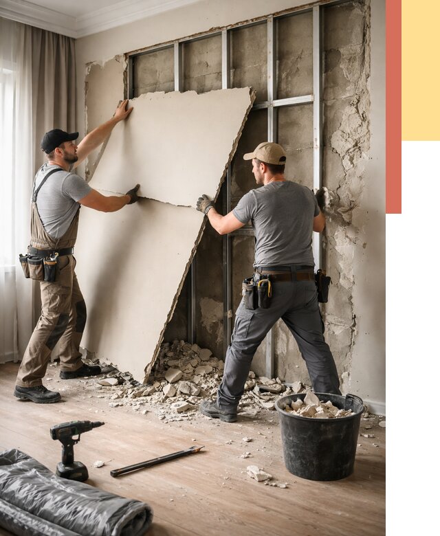 Демонтаж гипсокартона со стен в Чапаевске от 358 руб. — услуги демонтажа | ОТДЕЛОЧНИК-Чпв