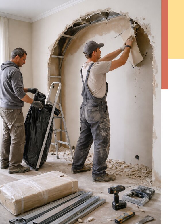 Демонтаж арки из гипсокартона в Чапаевске от 3575 руб. — услуги под ключ | ОТДЕЛОЧНИК-Чпв