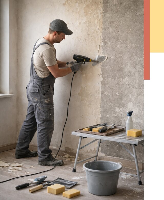 Очистка стен от клея в Чапаевске от 1890 руб. — снятие и удаление клея со стен | ОТДЕЛОЧНИК-Чпв