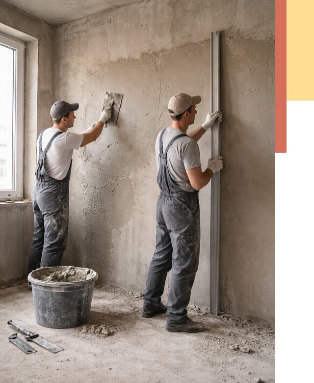 Штукатурка бетонных стен в Чапаевске от 4597 руб/м² — качественно и быстро | ОТДЕЛОЧНИК-Чпв