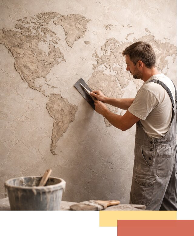 Декоративная штукатурка «Карта мира» под ключ в Чапаевске