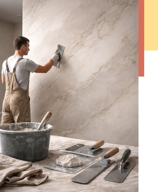 Декоративная штукатурка под мрамор в Чапаевске от 2860 руб./м² — быстро и недорого | ОТДЕЛОЧНИК-Чпв