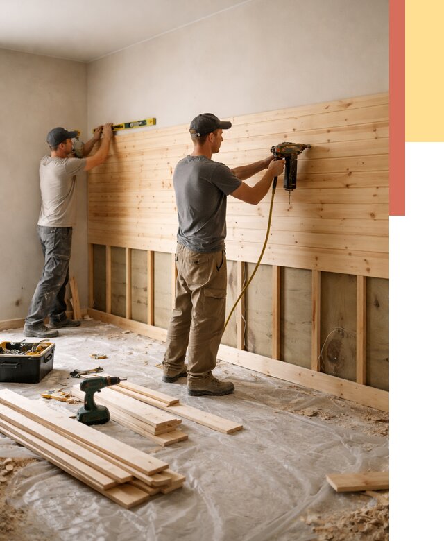 Монтаж деревянной вагонки на стены в Чапаевске от 7661 руб. | Услуги монтажа вагонки | ОТДЕЛОЧНИК-Чпв