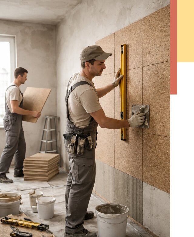 Монтаж пробковых панелей на стены в Чапаевске от 3575 руб. — ОТДЕЛОЧНИК-Чпв