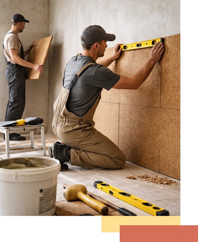 Монтаж пробковых панелей на стены в Чапаевске быстро и качественно