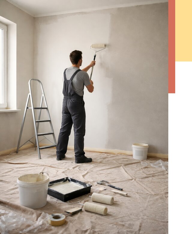 Покраска стен моющейся краской в Чапаевске от 358 руб./м² — быстро и недорого | ОТДЕЛОЧНИК-Чпв