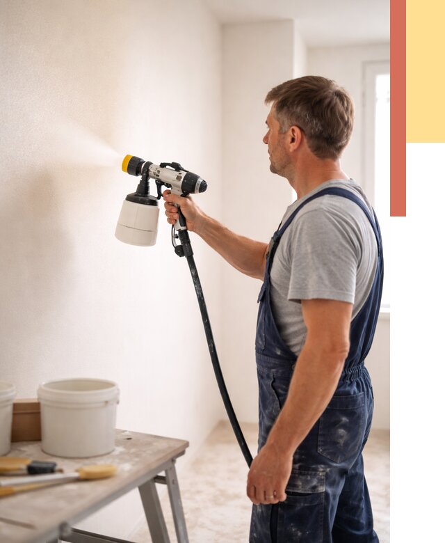 Покраска стен краскопультом в Чапаевске от 7661 руб. — механизированная покраска | ОТДЕЛОЧНИК-Чпв