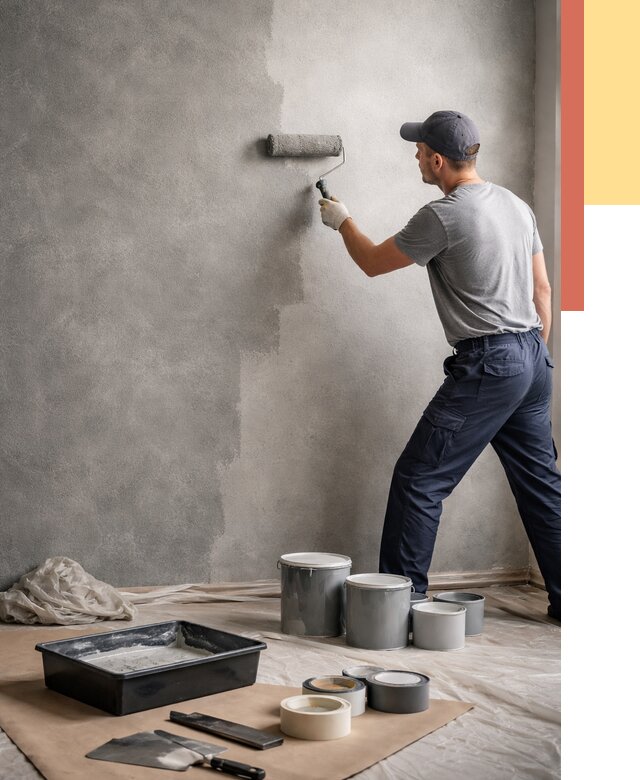 Покраска стен под бетон в Чапаевске от 664 руб. за м2 — быстро и недорого | ОТДЕЛОЧНИК-Чпв