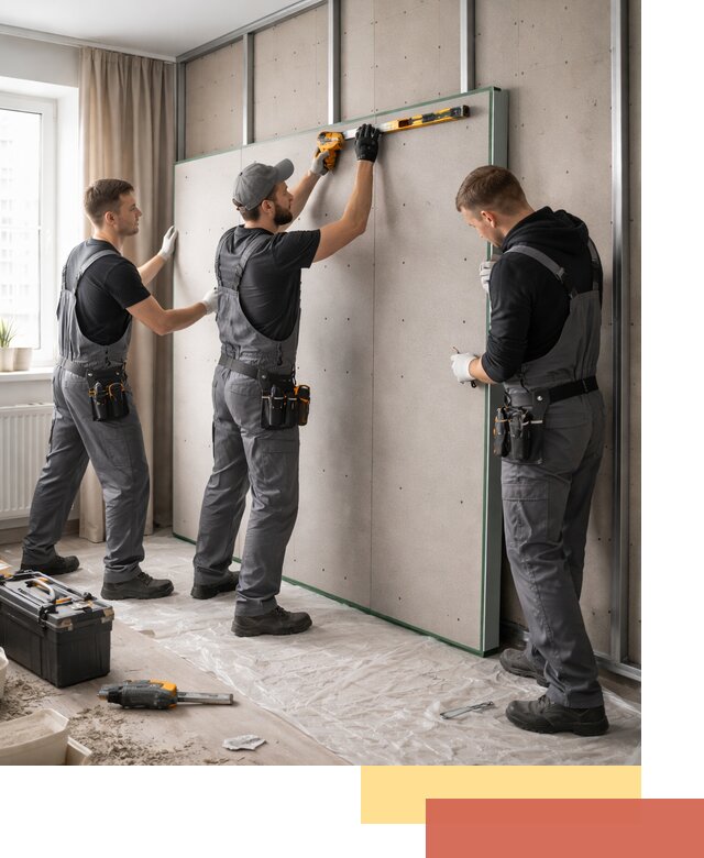 Шумоизоляция стен панелями ЗИПС в Чапаевске для жилых и коммерческих помещений