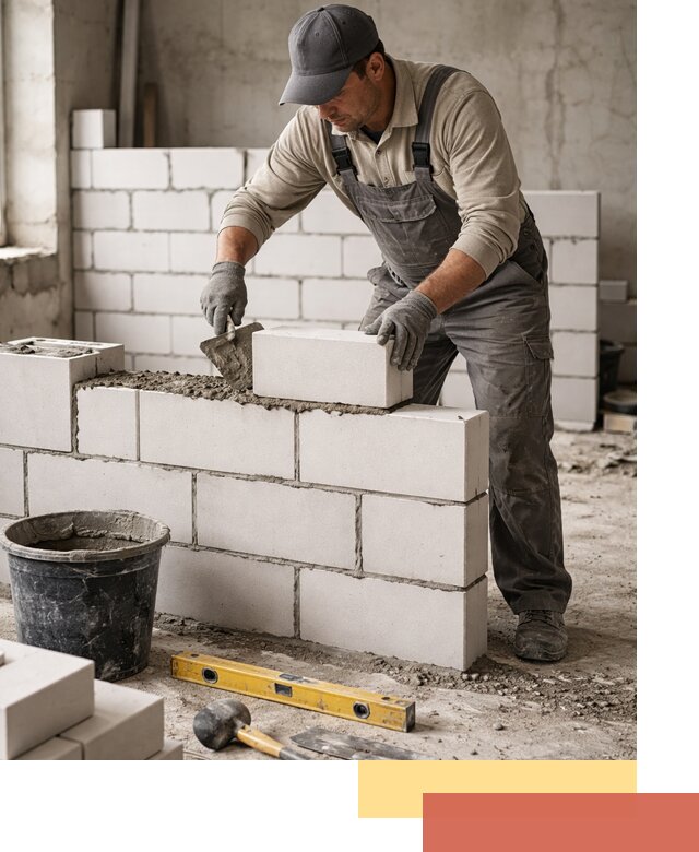 Кладка перегородок из силикатного блока в Чапаевске