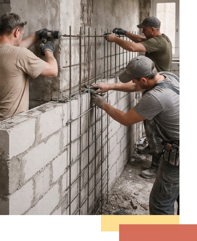 Армирование кладки перегородок в Чапаевске профессионально и надёжно