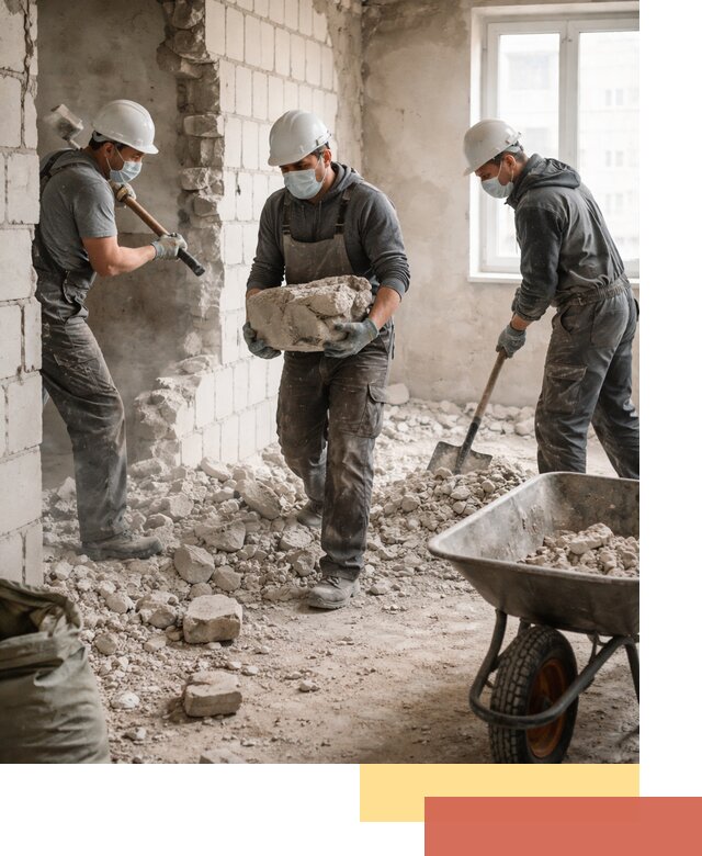 Демонтаж блочных перегородок в Чапаевске быстро и аккуратно