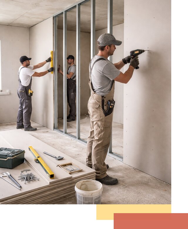 Однослойная перегородка из гипсокартона в Чапаевске под ключ, монтаж и отделка