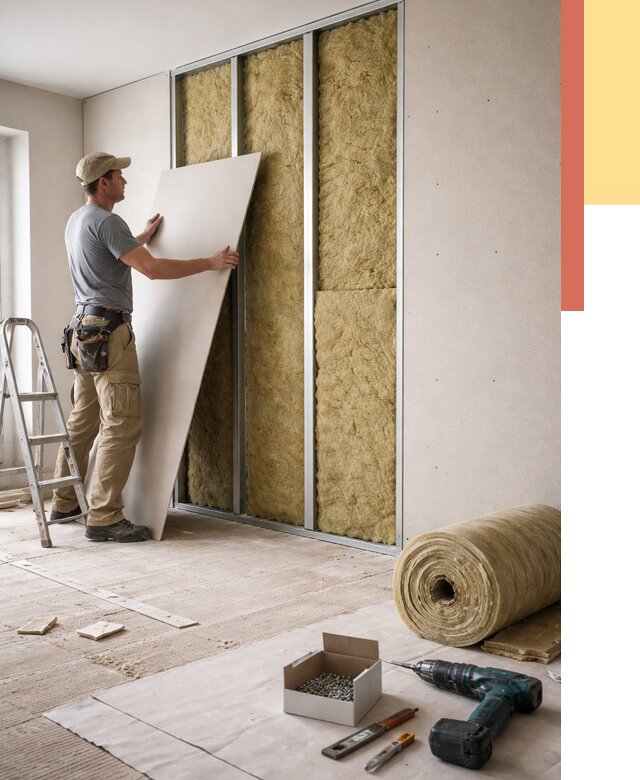 Перегородка из гипсокартона с шумоизоляцией в Чапаевске от 3187 руб. | ОТДЕЛОЧНИК-Чпв