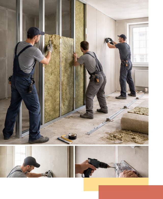 Перегородка из гипсокартона с шумоизоляцией в Чапаевске — монтаж под ключ