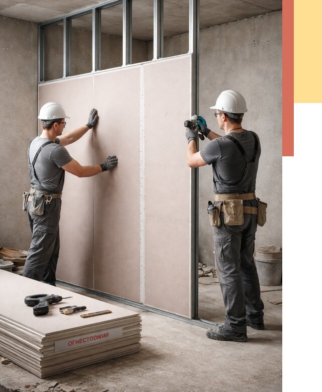 Перегородка из огнестойкого гипсокартона в Чапаевске от 1890 руб. под ключ | ОТДЕЛОЧНИК-Чпв