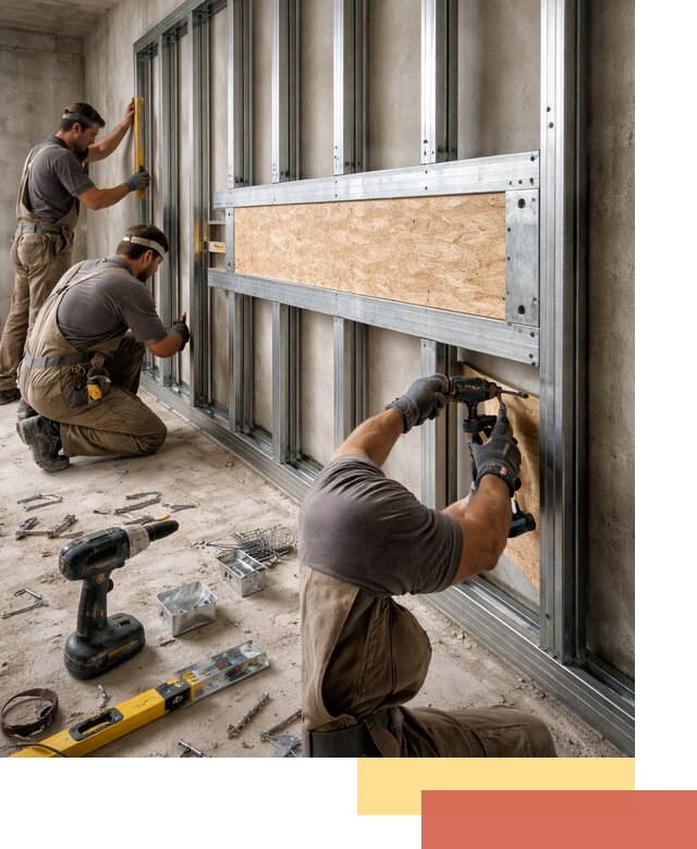 Усиленная перегородка для крепления тяжёлых конструкций в Чапаевске