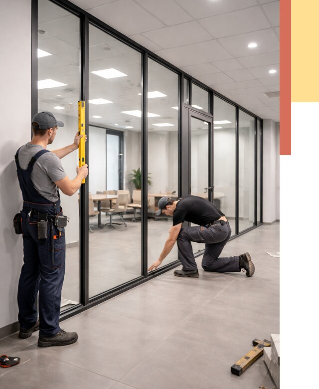 Каркасные стеклянные перегородки в Чапаевске под ключ от 9398 руб. | ОТДЕЛОЧНИК-Чпв