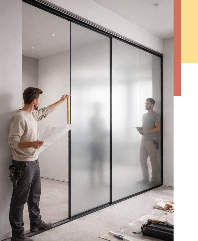 Матовые стеклянные перегородки в Чапаевске от 8683 руб. — монтаж и установка | ОТДЕЛОЧНИК-Чпв