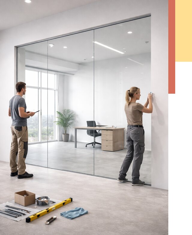 Перегородки из закаленного стекла в Чапаевске от 9704 руб. под ключ | ОТДЕЛОЧНИК-Чпв