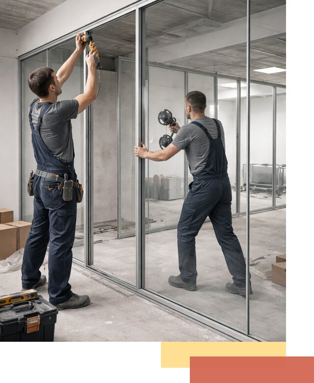 Алюминиевые перегородки со стеклом в Чапаевске — изготовление и монтаж