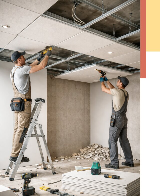 Монтаж акустического потолка в Чапаевске от 6640 руб/м2 — быстро и недорого | ОТДЕЛОЧНИК-Чпв