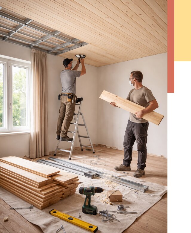 Монтаж потолка из вагонки в Чапаевске от 6640 руб. | Быстро и недорого — ОТДЕЛОЧНИК-Чпв