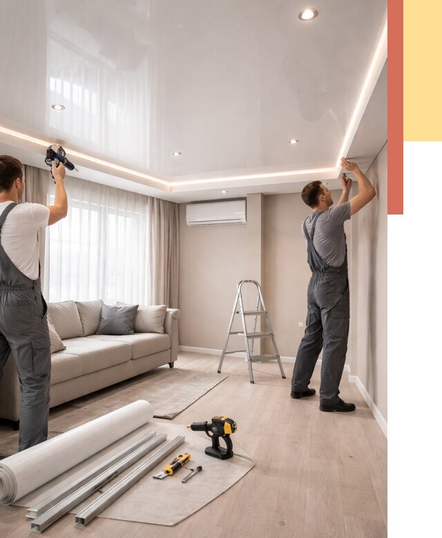 Монтаж глянцевого натяжного потолка в Чапаевске от 766 руб. под ключ | ОТДЕЛОЧНИК-Чпв