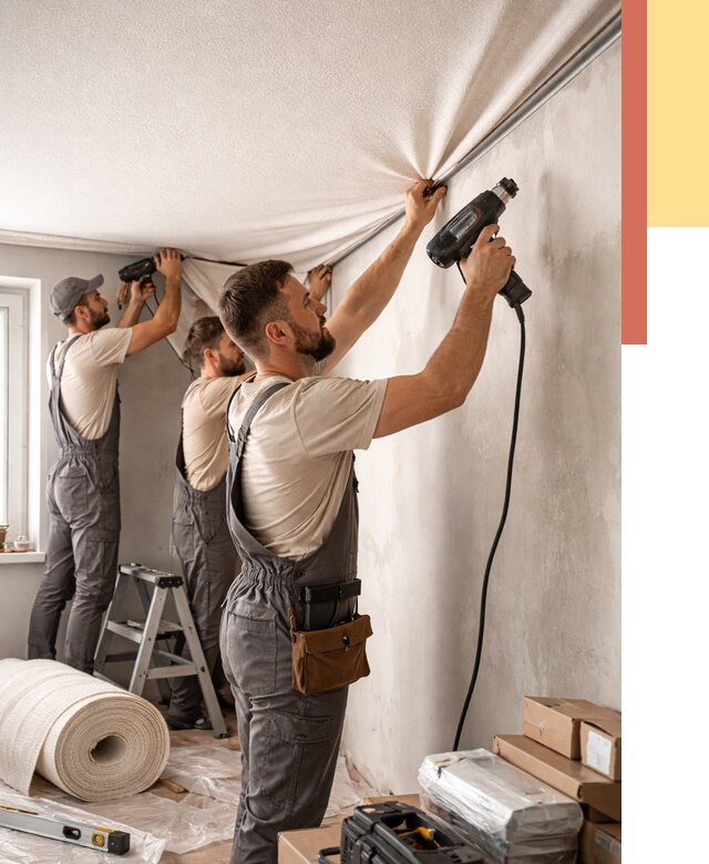 Монтаж фактурного натяжного потолка в Чапаевске от 766 руб. — ОТДЕЛОЧНИК-Чпв