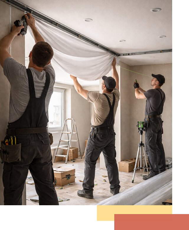 Монтаж парящего натяжного потолка под ключ в Чапаевске