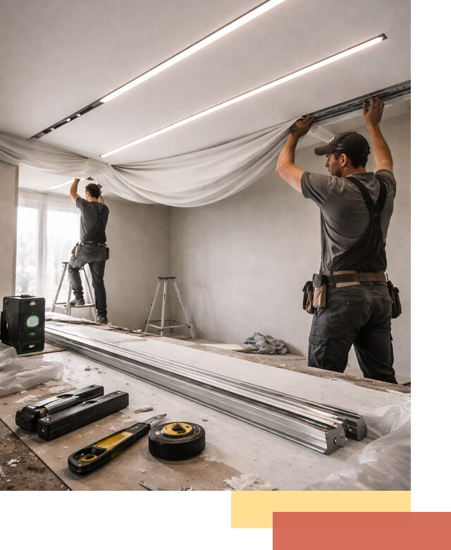 Монтаж натяжных потолков со световыми линиями в Чапаевске