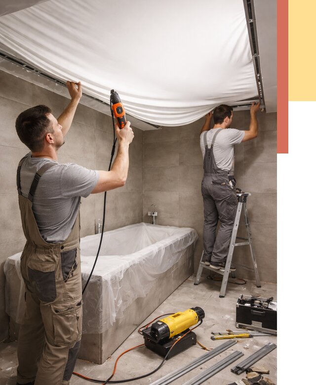 Монтаж натяжного потолка в ванной в Чапаевске от 1226 руб. под ключ | ОТДЕЛОЧНИК-Чпв