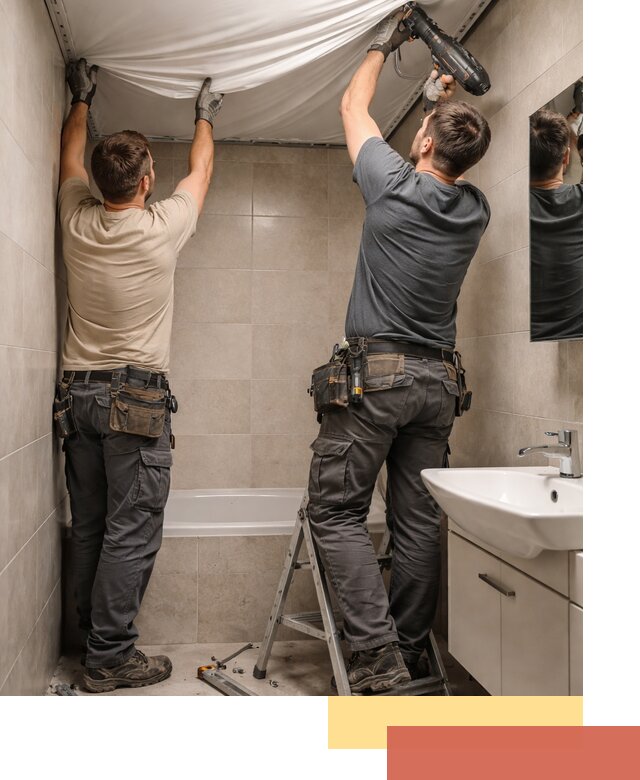 Монтаж натяжного потолка в ванной в Чапаевске быстро и качественно