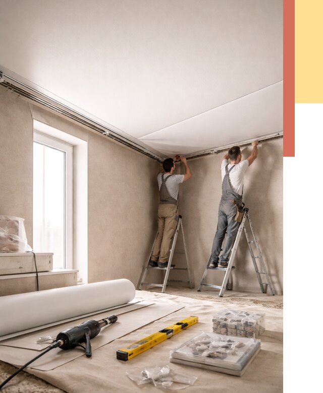 Монтаж натяжного потолка в спальне в Чапаевске от 3882 руб. под ключ | ОТДЕЛОЧНИК-Чпв