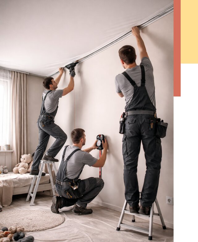 Монтаж натяжного потолка в детской в Чапаевске от 3575 руб. — быстро и недорого | ОТДЕЛОЧНИК-Чпв