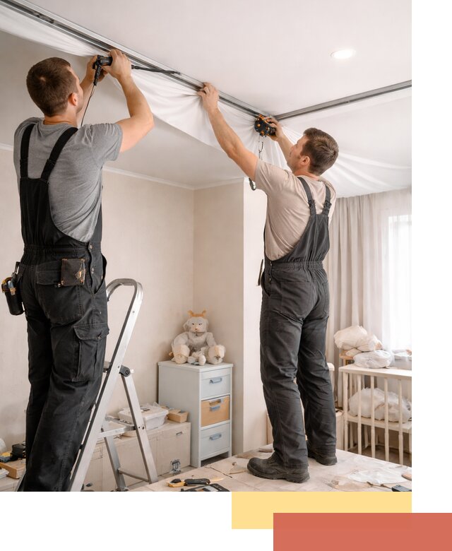 Монтаж натяжного потолка в детской комнате в Чапаевске