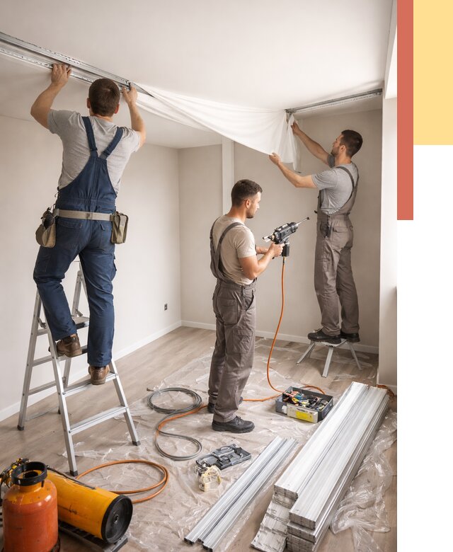 Монтаж натяжного потолка в студии в Чапаевске от 5618 руб. — быстро и недорого | ОТДЕЛОЧНИК-Чпв