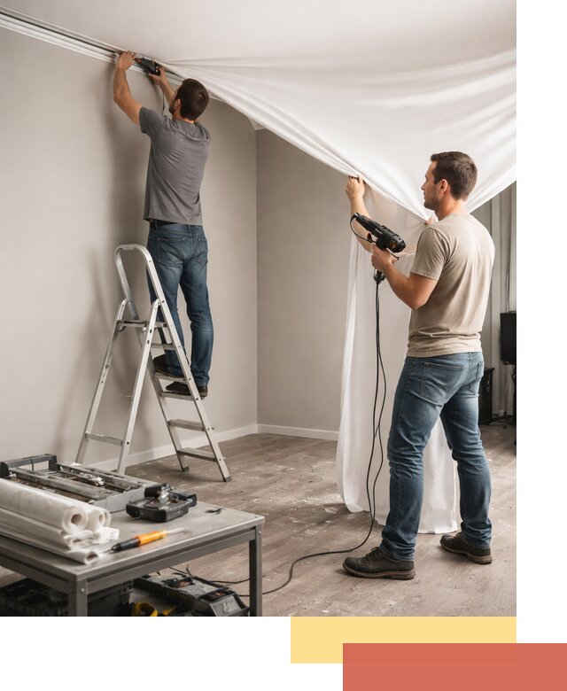 Монтаж натяжного потолка в студии в Чапаевске