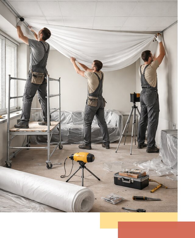 Монтаж натяжного потолка в офисе в Чапаевске