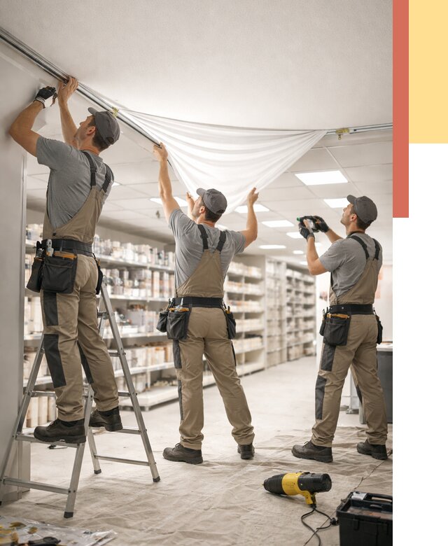 Монтаж натяжного потолка в магазине в Чапаевске от 4597 руб. быстро и недорого | ОТДЕЛОЧНИК-Чпв