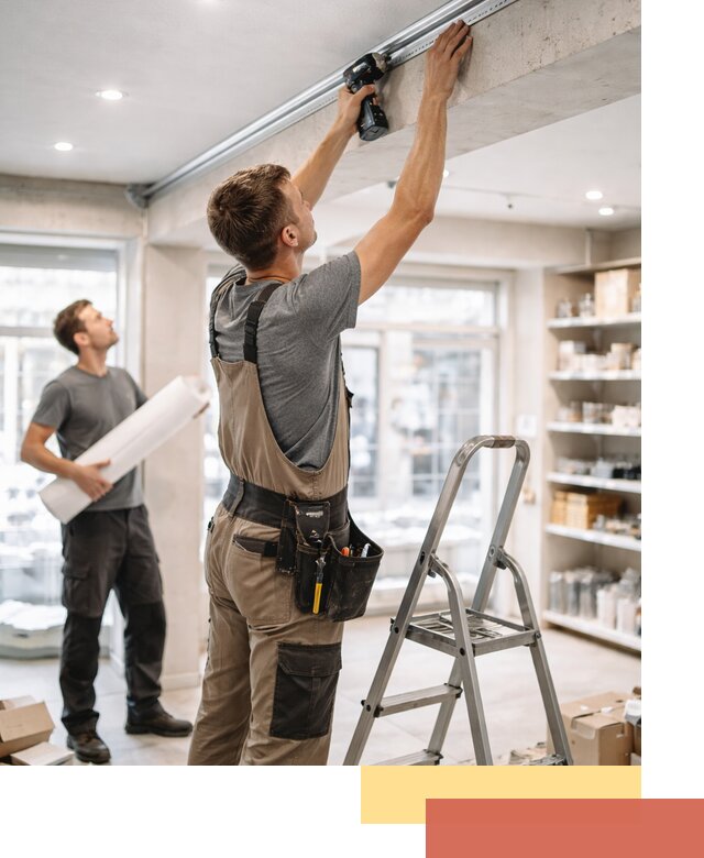 Монтаж натяжных потолков в магазине в Чапаевске