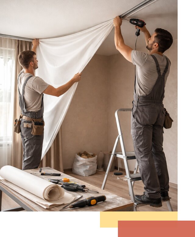 Замена полотна натяжного потолка в Чапаевске быстро и качественно