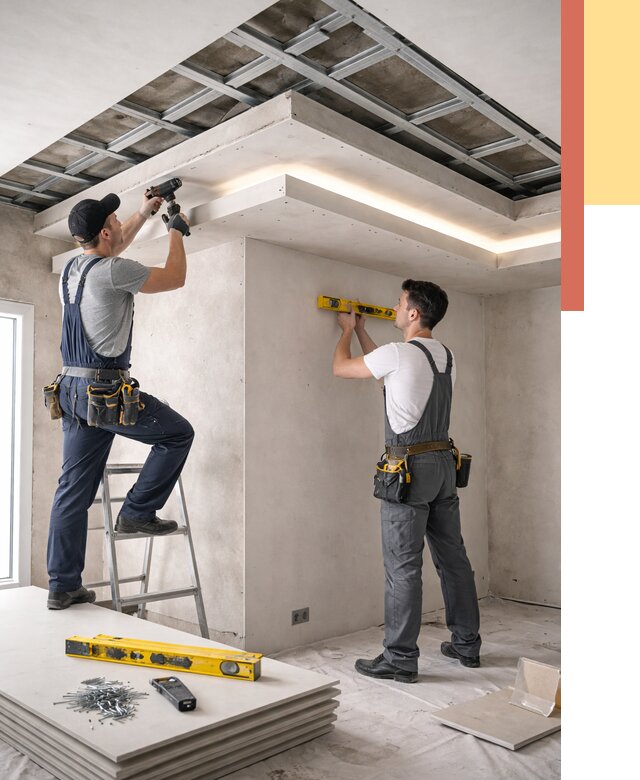 Двухуровневый потолок из гипсокартона в Чапаевске от 1481 руб. под ключ | ОТДЕЛОЧНИК-Чпв