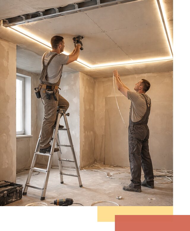 Потолок из гипсокартона с подсветкой в Чапаевске