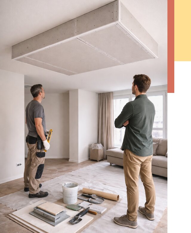 Короб на потолке из гипсокартона в Чапаевске от 2247 руб. — монтаж и услуги под ключ | ОТДЕЛОЧНИК-Чпв