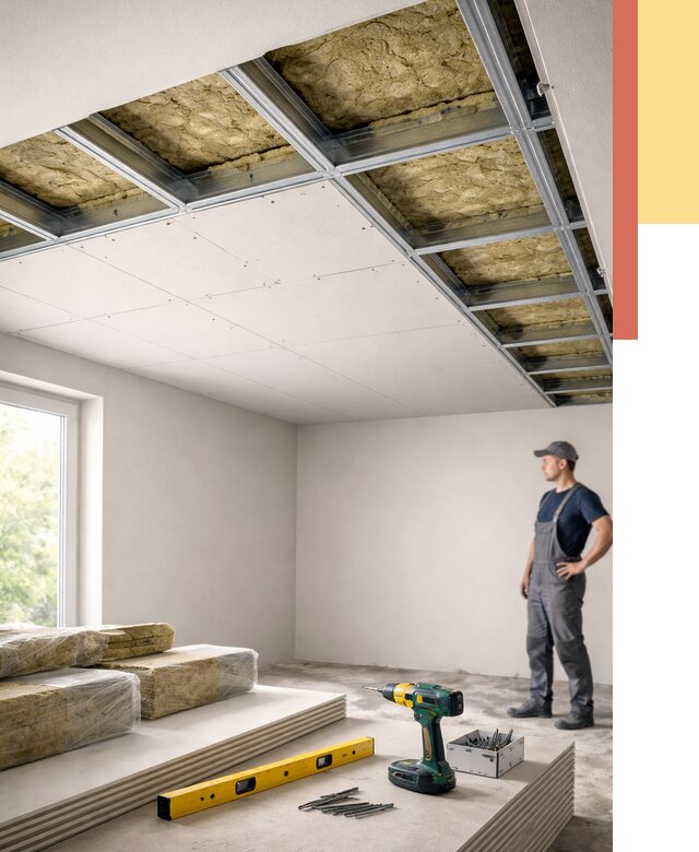 Звукоизоляция потолка ГКЛ в Чапаевске от 970 руб. — монтаж под ключ | ОТДЕЛОЧНИК-Чпв