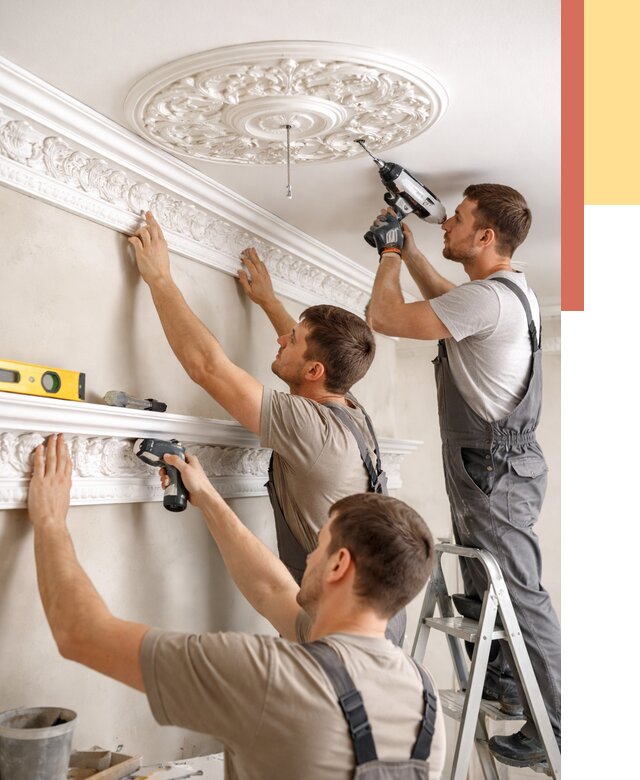 Монтаж лепнины на потолок в Чапаевске от 3269 руб. быстро и недорого | ОТДЕЛОЧНИК-Чпв